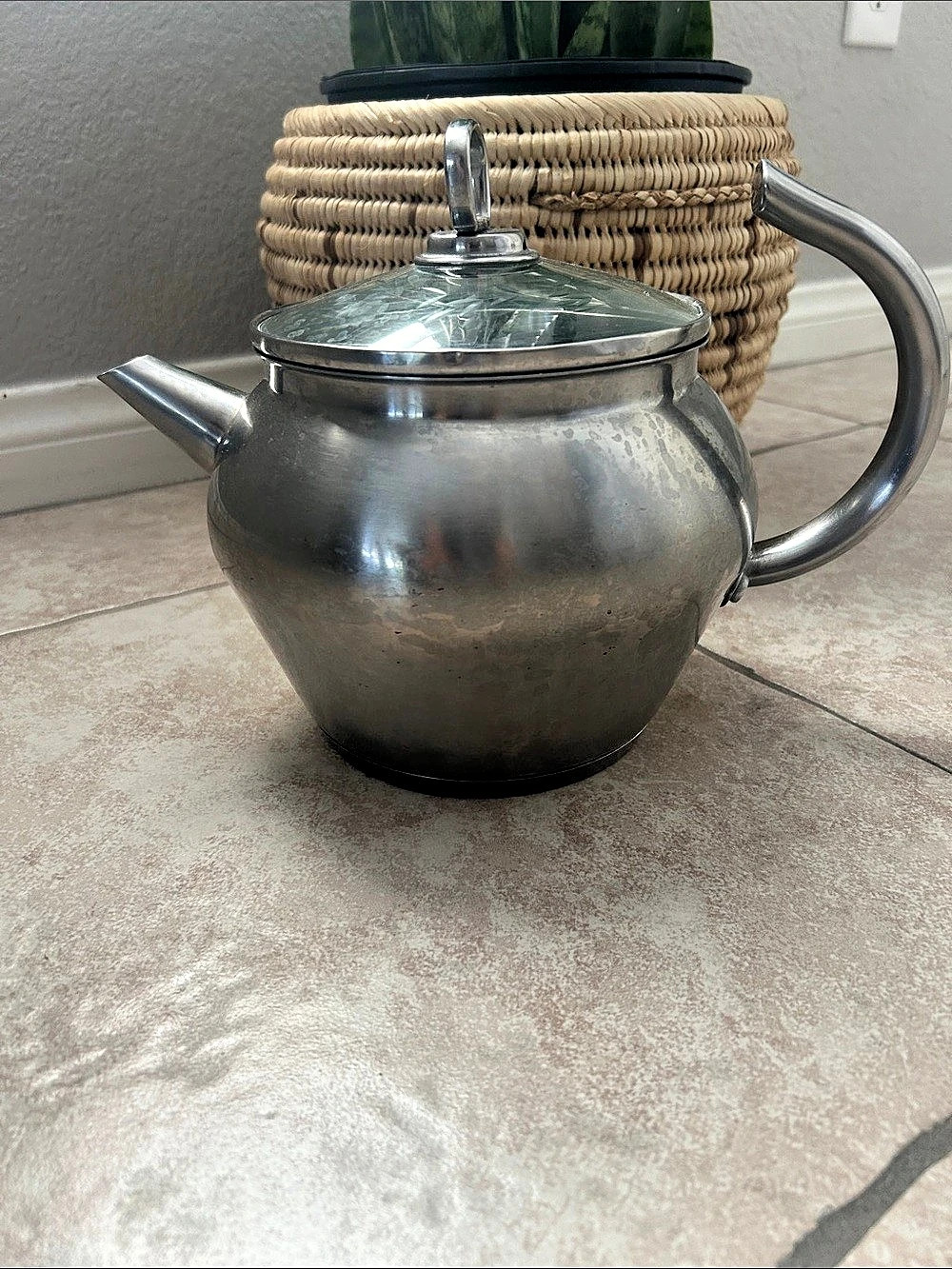Princess House Silver Teapot with Floral Lid
